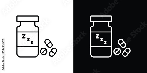 Sleeping pills icon concept. Thin line symbol pack.