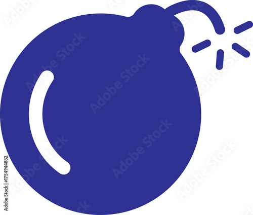 Blue bomb icon, modern explosive symbol in flat style on transparent background