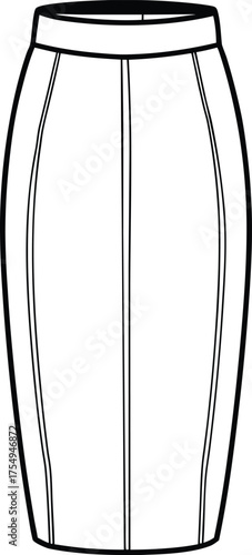 outline of pencil skirt office wear.