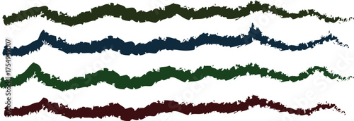 colorful wavy ribbon trims collection - decorative fabric edge borders for sewing and craft isolated on white background.