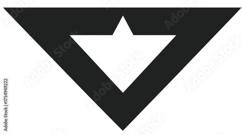 Minimalist graphic of a black, inverted triangle with an implied star