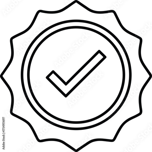 Flat Achievement Badge with Check Mark Vector Design