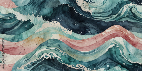 Top and aerial view of wave ocean sea background. Blue and white wavy sea water background.

