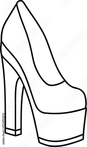 outline of stylish platform heels vector.