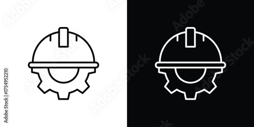 Construction worker icon concept. Thin line symbol pack.