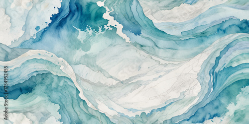 Abstract blue and white water ocean wave and curved line background. Blue wave with liquid fluid ocean texture. Ocean wave banner background.

