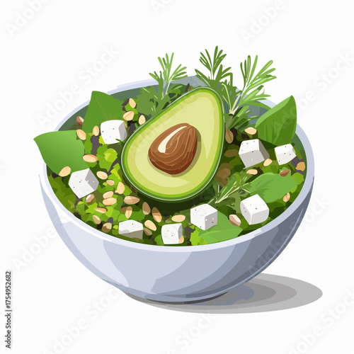 Wildkräuter-Avocado-Bowl