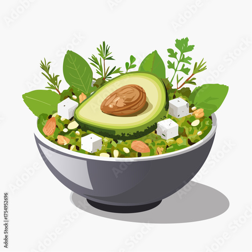 Wildkräuter-Avocado-Bowl