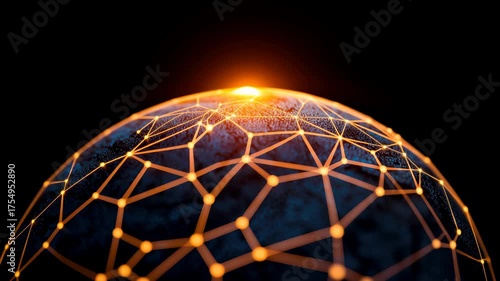 Futuristic Technology Concept with Abstract Globe and Bright Light in Dark Background Representing Innovation and Connectivity