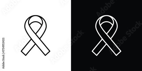 Cancer ribbon icon concept. Thin line symbol pack.