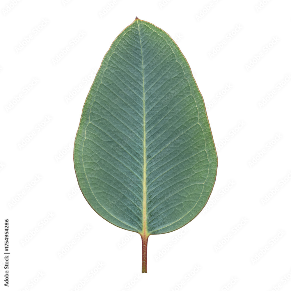 Obraz premium Green Leaf with Detailed Veins and Stem isolated on a transparent background plant