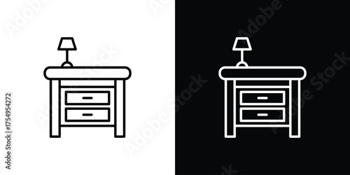 Bedside table icon concept. Thin line symbol pack.