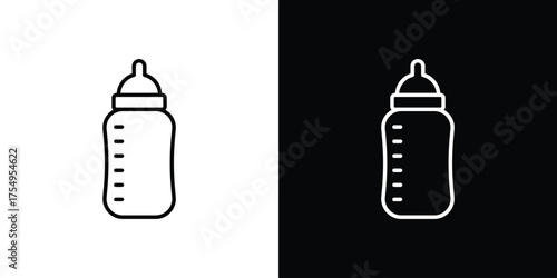 Baby milk bottle icon concept. Thin line symbol pack.