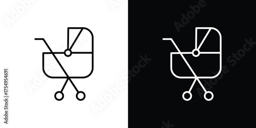 Baby carriage icon concept. Thin line symbol pack.
