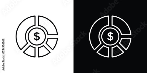 Asset allocation icon concept. Thin line symbol pack.