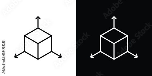 3D modeling icon concept. Thin line symbol pack.