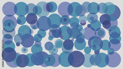 A background featuring various sized translucent blue and purple circles overlapping each other randomly