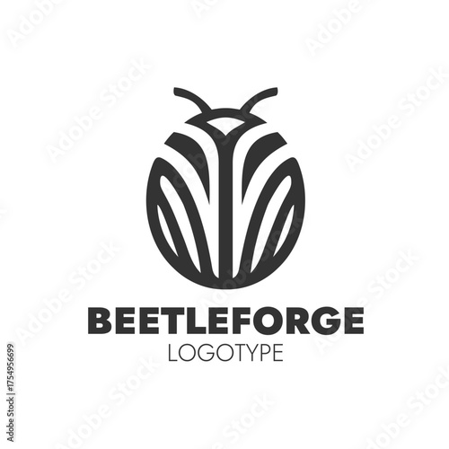 BEETLE FORGE logo with bold stylized beetle emblem and modern typography symbolizing strength and craftsmanship