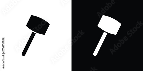Wooden mallet icon vector graphics, a flat solid icons
