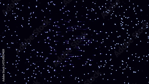 Witness sparkling lights moving gracefully through a dark, cosmic backdrop.