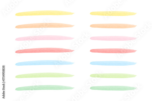 水彩風のパステルカラー手描きマーカーラインセット