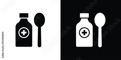 Syrup medicine bottle icon vector graphics, a flat solid icons