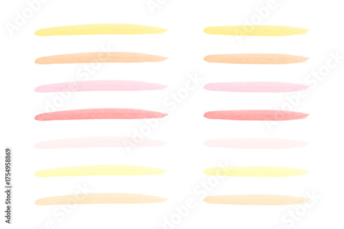 水彩風のパステルカラー手描きマーカーラインセット