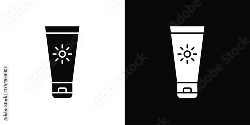 Sun cream icon vector graphics, a flat solid icons