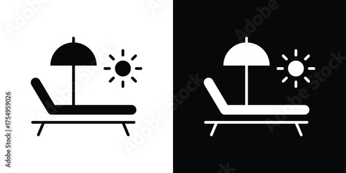 Sun bed icon vector graphics, a flat solid icons