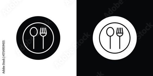Spoon and Fork icon vector graphics, a flat solid icons