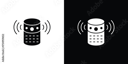 Smart speaker icon vector graphics, a flat solid icons