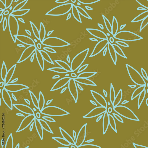 Vintage seamless floral pattern. Ditsy style background of small flowers. Small blooming flowers scattered over a white background. Stock vector for printing on surfaces and web design