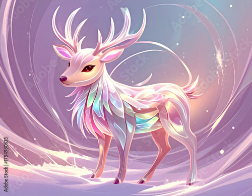Iridescent Crystal Reindeer in Pastel Glow