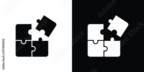 Puzzle icon vector graphics, a flat solid icons