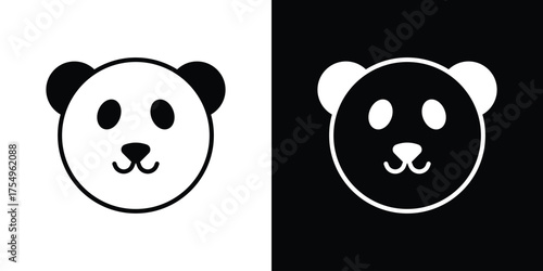 Panda icon vector graphics, a flat solid icons