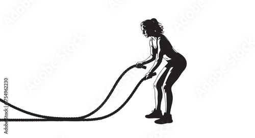 Battle Rope Exercise Silhouette – Strength Training and HIIT Fitness Icon