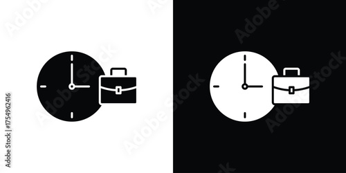 Office time icon vector graphics, a flat solid icons