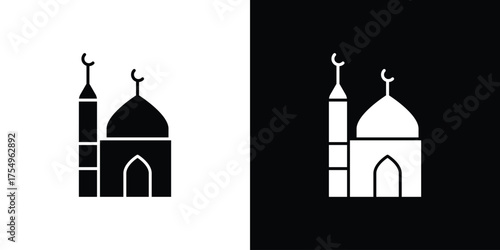 Mosque icon vector graphics, a flat solid icons