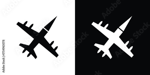 Military aircraft icon vector graphics, a flat solid icons