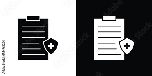 Medical insurance icon vector graphics, a flat solid icons