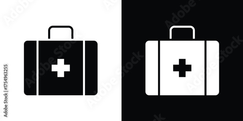 Medical aid kit icon vector graphics, a flat solid icons