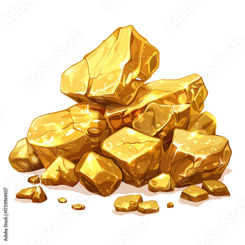 Gold grains on white background 