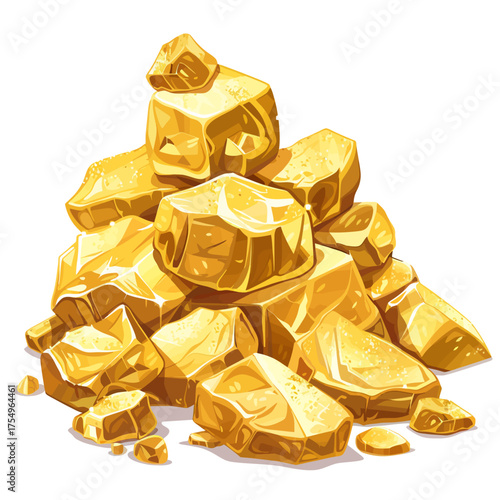 Gold grains isolated on white 