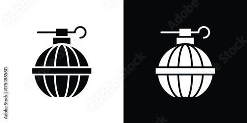 Hand grenade icon vector graphics, a flat solid icons