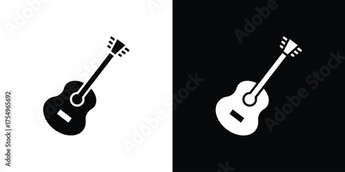 Guitar icon vector graphics, a flat solid icons