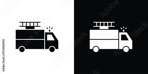 Fire truck icon vector graphics, a flat solid icons