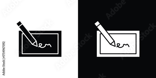 Electronic signature icon vector graphics, a flat solid icons