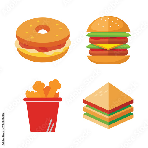 chicken box burgher sandwich fast food set