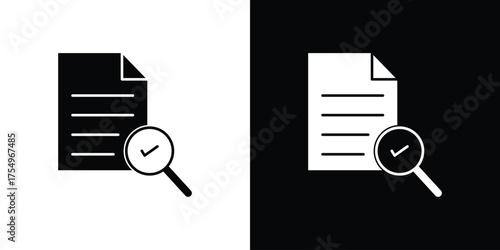 Document verification icon vector graphics, a flat solid icons
