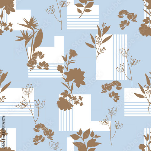 Seamless abstract geometric floral pattern. Vector Illustration.